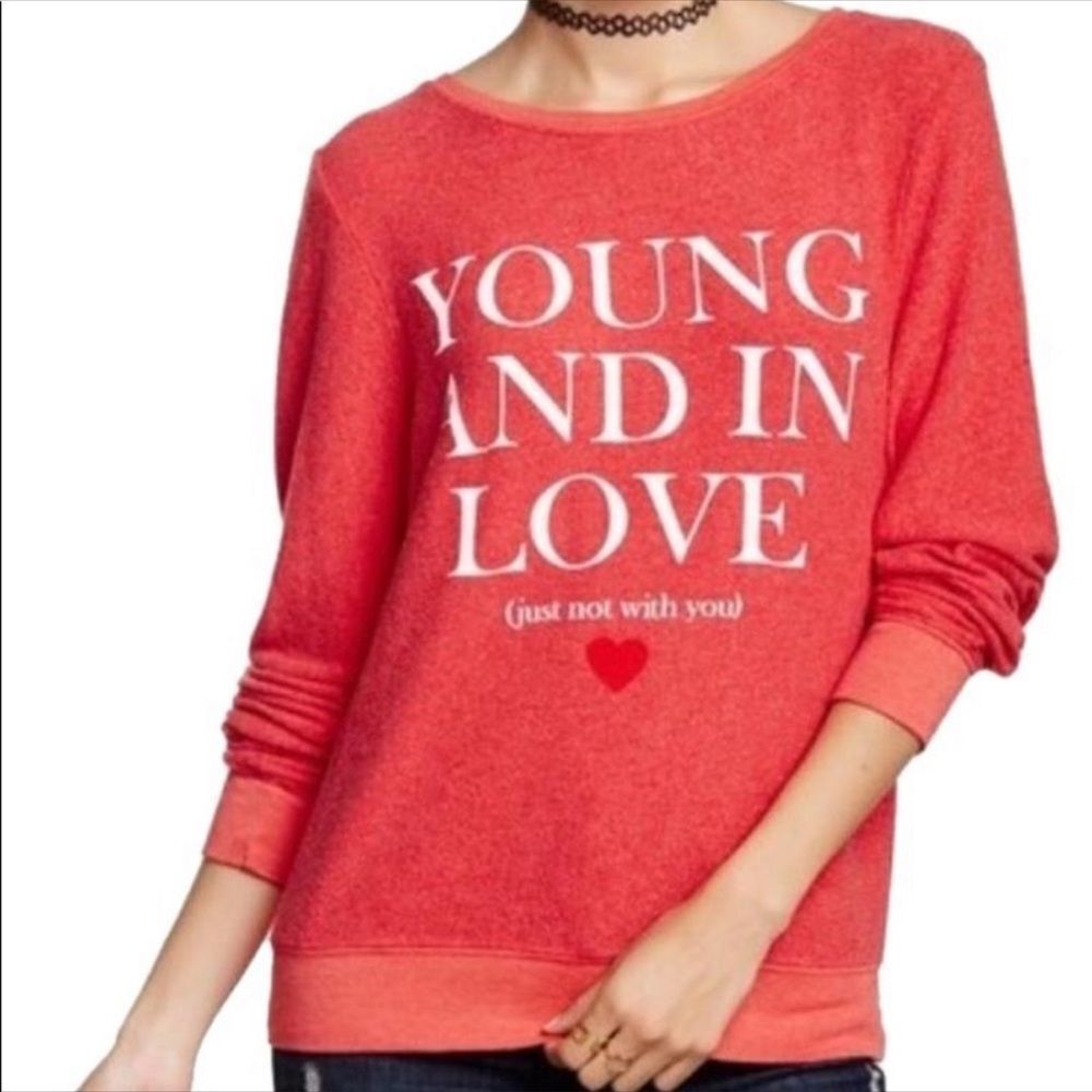 Wildfox Young and in Love Red Sweatshirt Size small